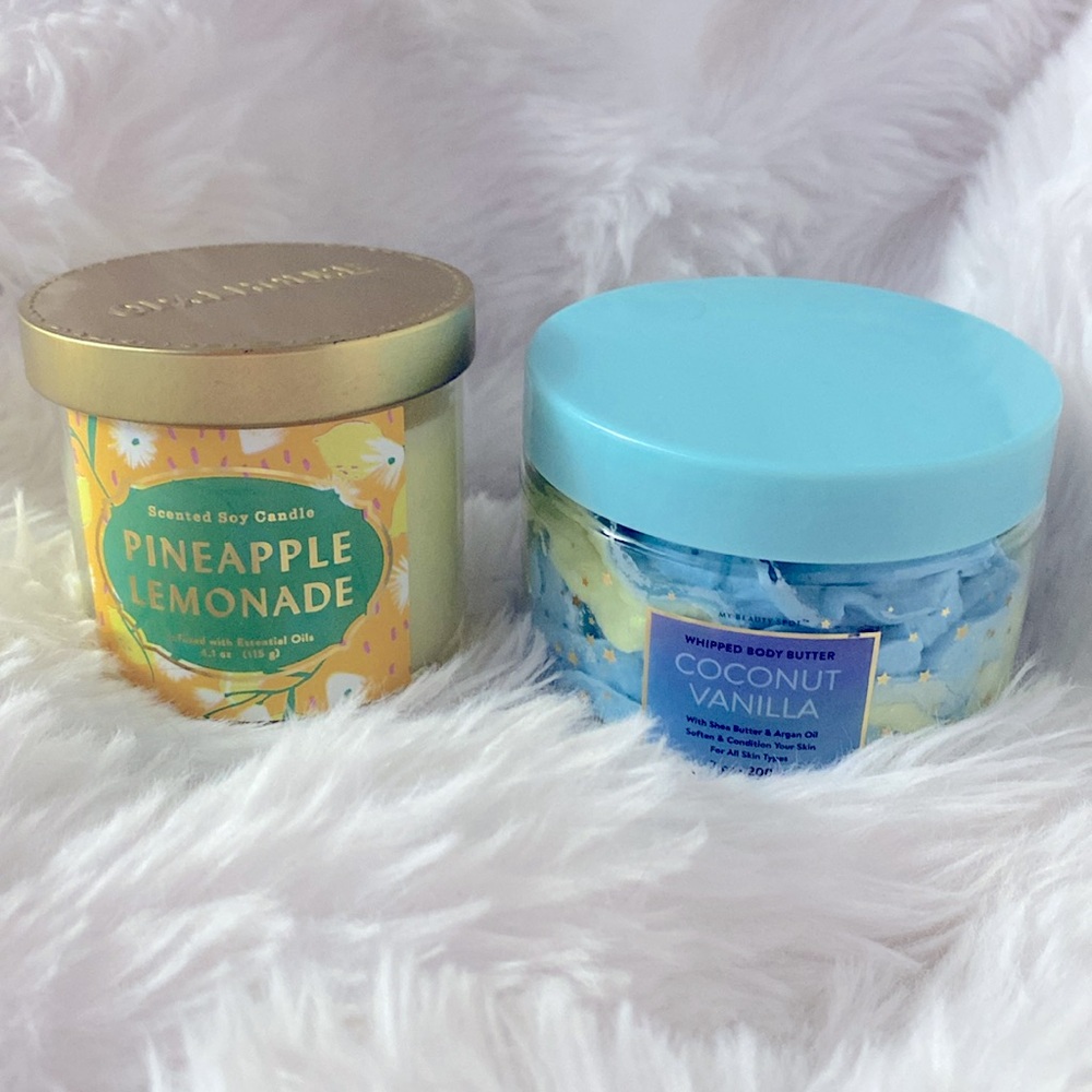 BNWT!✨ Pineapple Lemonade Candle & Coconut Vanilla Whipped Body Butter Bundle
